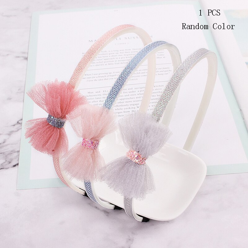 Child Bowtie Cute Hairband Girl Kids headband 1pcs Pink headwear Cartoon Lace hair accessories Hair Hoop: 5