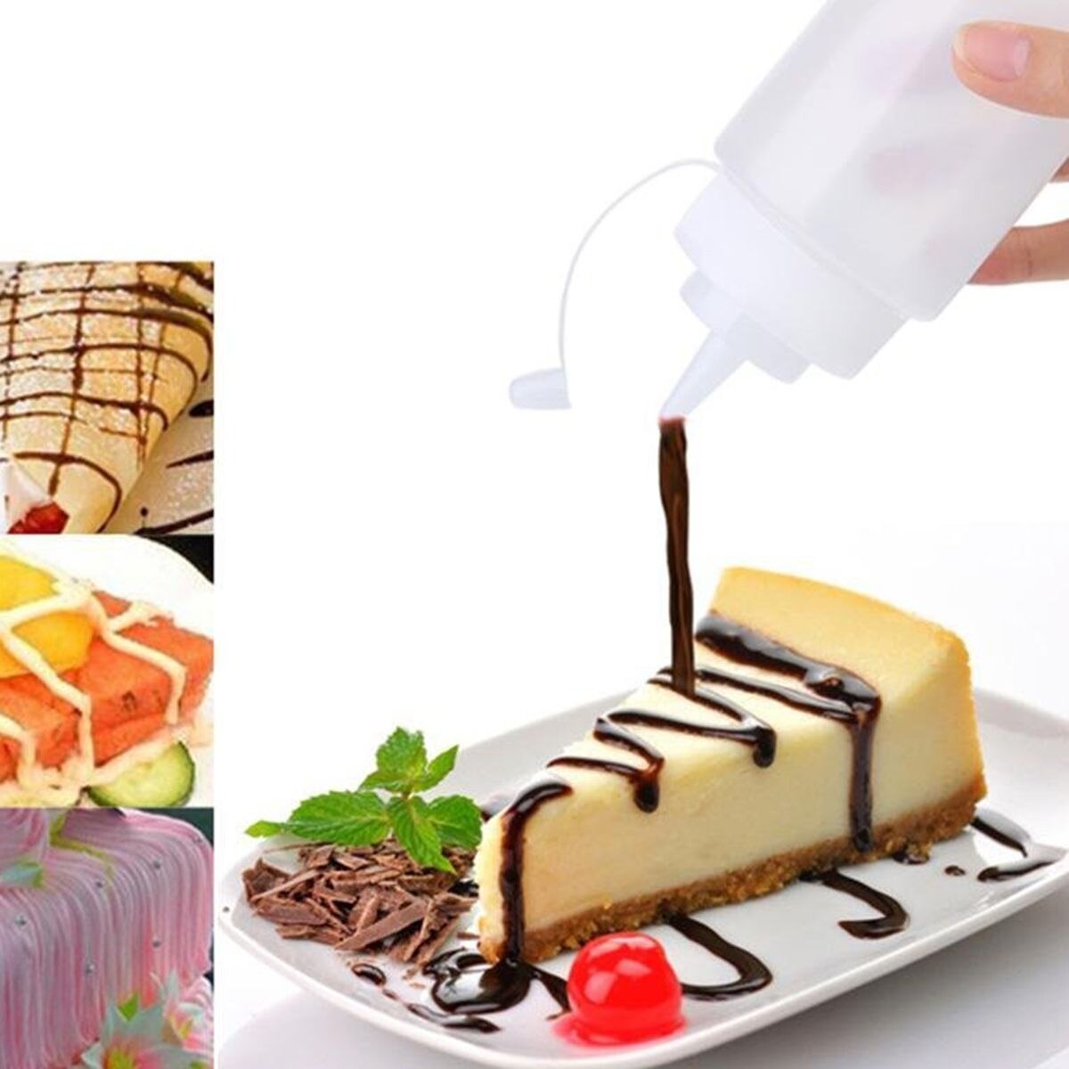 Un ensemble de 5 tailles 8 oz bouteille de sauce en plastique pour ketchup maison et restaurant, moutarde, mayonnaise