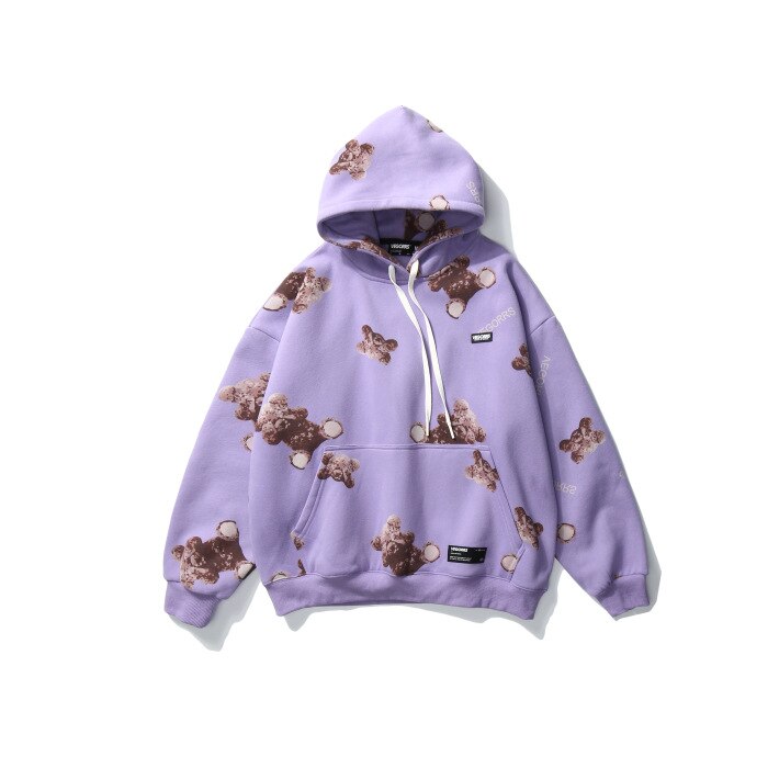 VEGORRS Neue Bär Manyinka zur Seite fahren Männer Und Frauen Hüfte hüpfen Paar verlieren Skateboard Hoodie: Violett / M