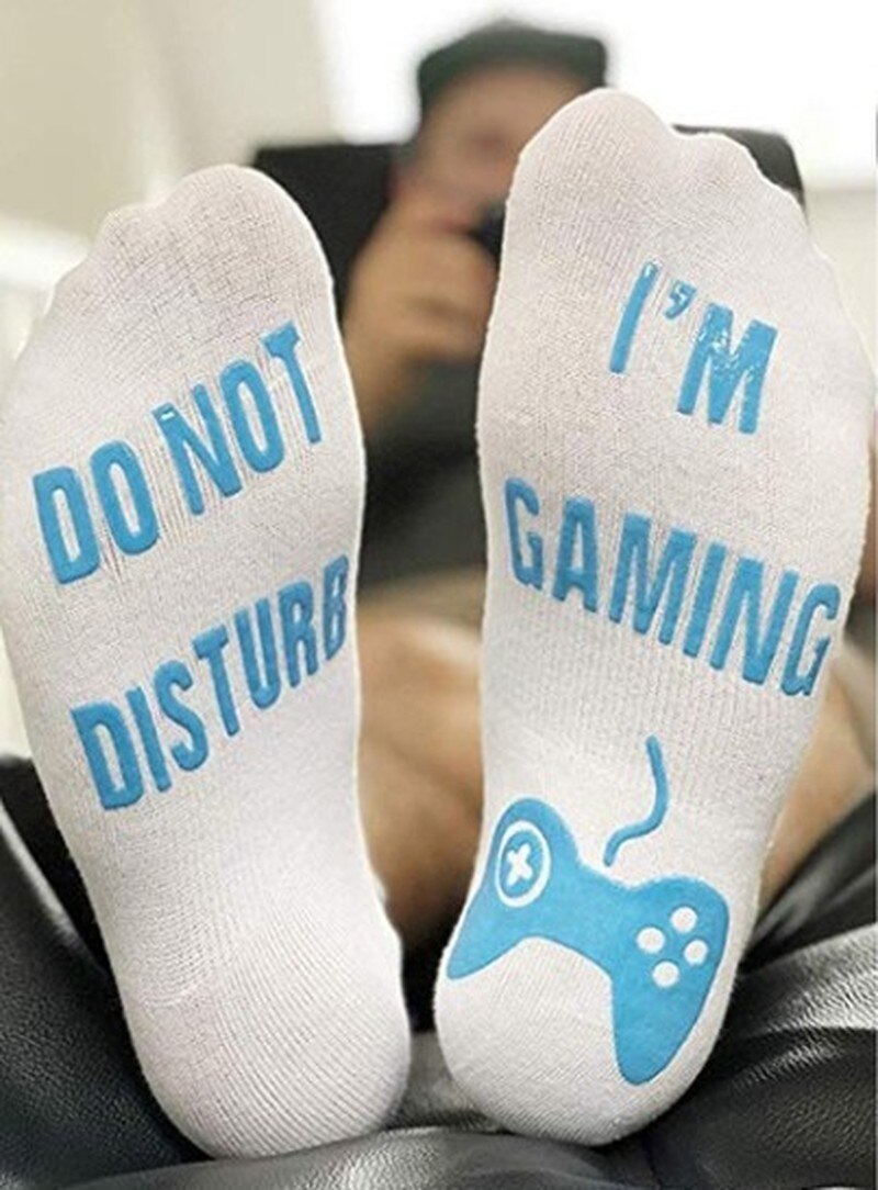 Unisex Novelty Socks DO NOT DISTURB I AM GAMING Men Women Funny Letter Sock