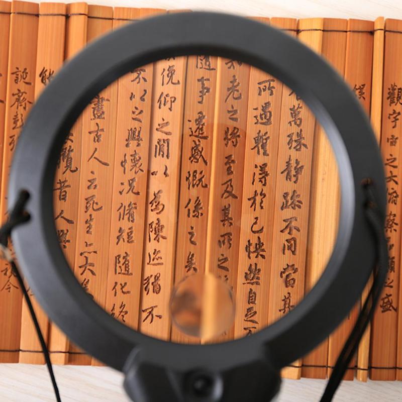 2 LED Hands Free Loupe Lighted Magnifying Glass Neck Hanging/Desktop Style Tool for Seniors Sewing Cross Stitch Embroidery