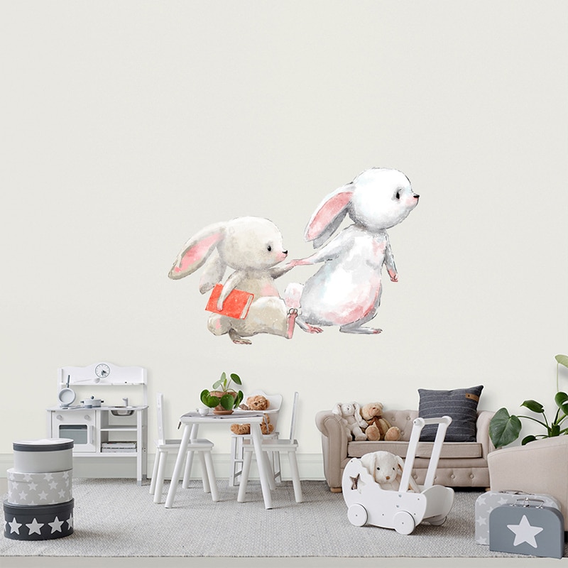 Schattige Konijn Muurstickers Behang Ballet Bunny Stickers Voor Kids Babykamer Muur Decor Cartoon Muur Sticker Home Decoratie