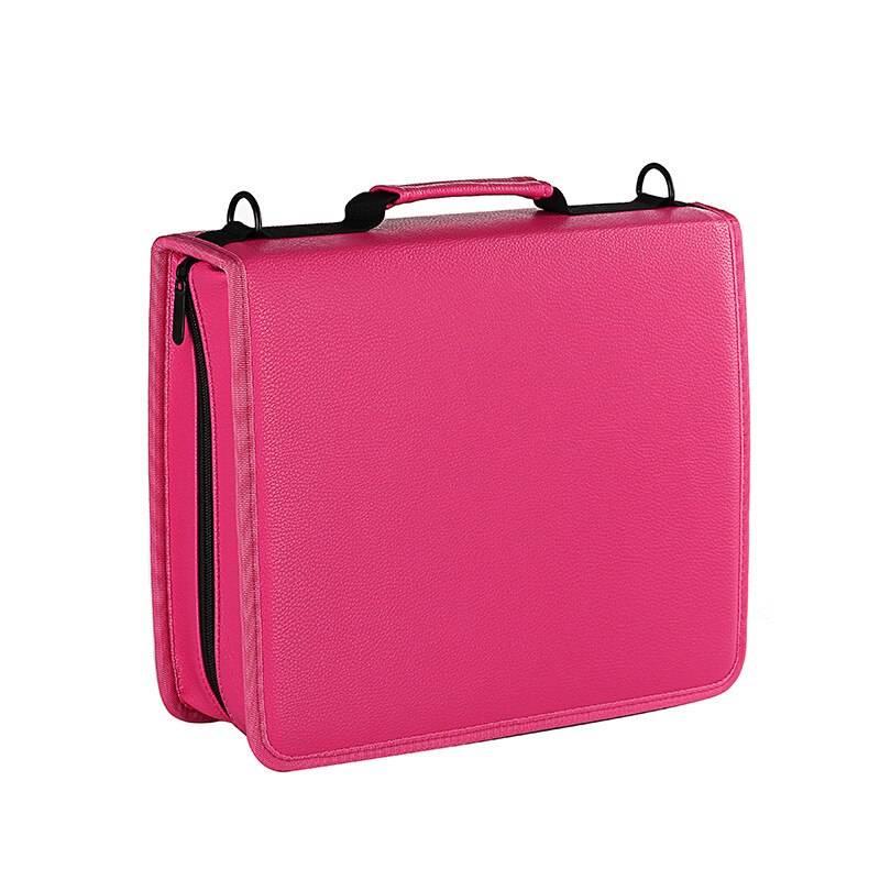 5 cores de couro do plutônio escola lápis caso 180 buraco grande pencilcase para lápis coloridos espiral portátil caneta caixa papelaria bolsa presente: Rose Red