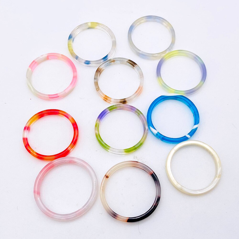 2021 nuovi anelli acrilici colorati in resina trasparente anello modello in marmo irregolare per gioielli da donna per ragazze 16.5MM