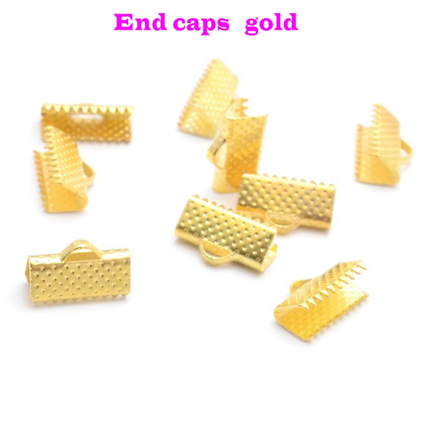 Jewelry Findings Diy 6/10/13mm Crimp beads cove clasps Cord End Caps String Ribbon leather Clip Foldover DIY: L / green