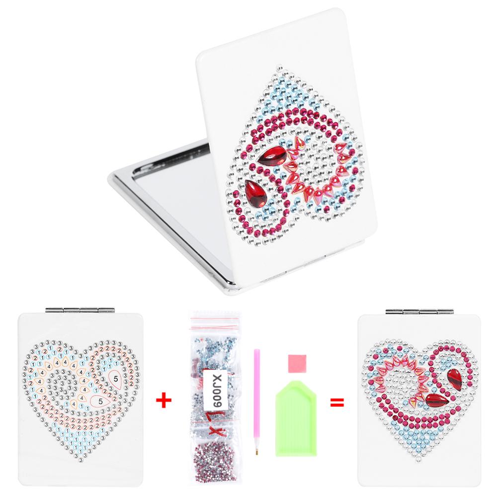 Espelho de maquiagem de viagem conjunto mini espelho cosmético borboleta/coração diy pintura diamante em forma especial compõem espelhos: 12