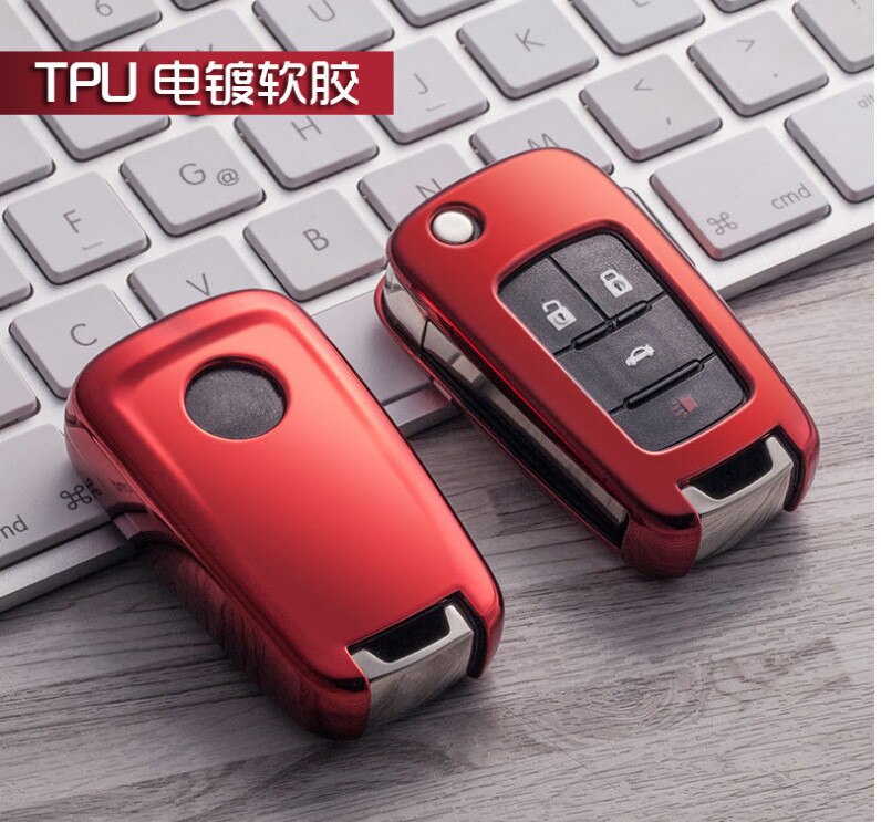 TPU Car Key Protection Case Key Cover Shell For Chevrolet Camaro Cruze Equinox Impala Malibu GMC Terrain Buick LaCrosse: A-red2