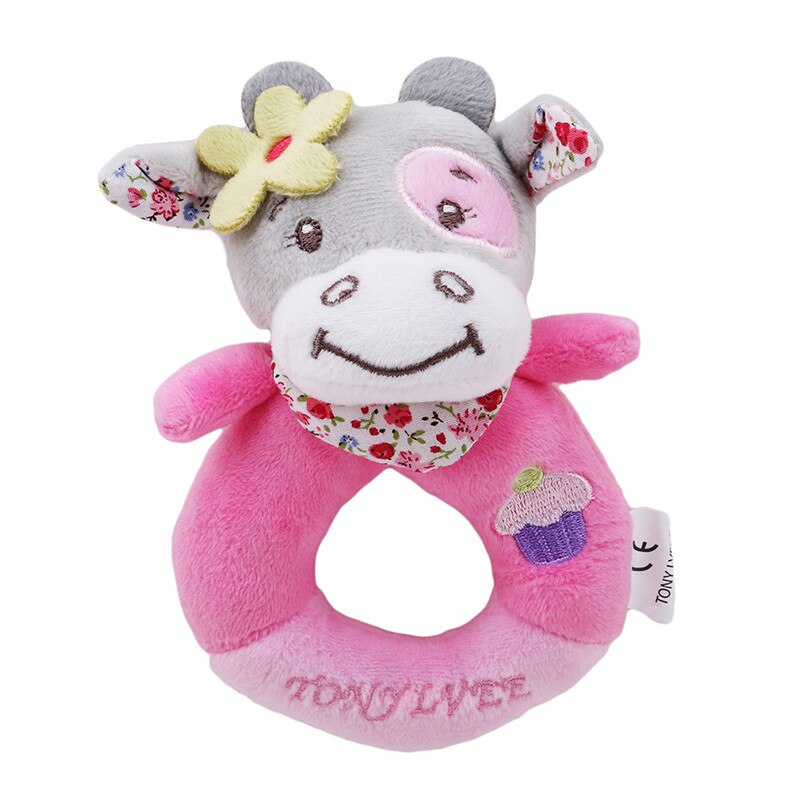 Tier infant plüsch puppe Spielzeug Baby Runde hand klingeln mobile rasseln Nette nützliche intel glatte weiche Kawaii hedgehog welpen: Pink cow
