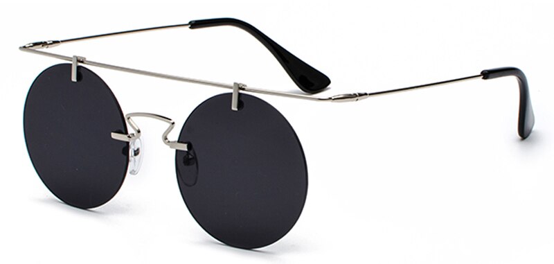 Peekaboo retro runde sonnenbrille männer randlose Gold schwarz gelb frauen rot linse sonnenbrille unisex Jahrgang flache oben metall: Silber- mit Schwarz