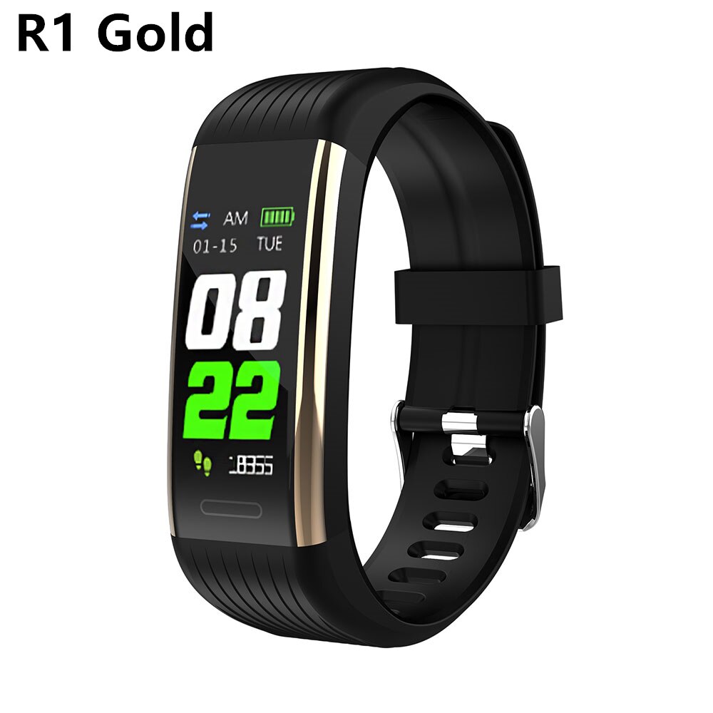 Smart Bracelet Waterproof Sport Health Smart Band Heart Rate Monitor Blood Pressure Fitness Tracker Watch PK Mi Band 3 4: R1 Gold