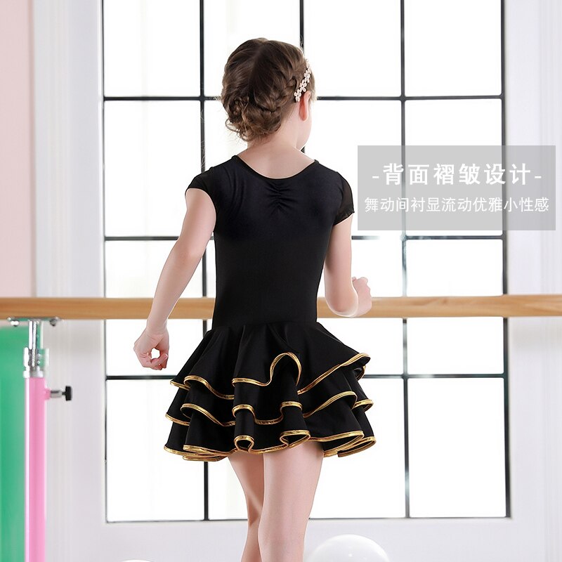 red ruffle ballroom latin dance dress girls kids competition children salsa tango rumba samba performance dancing practice skirt
