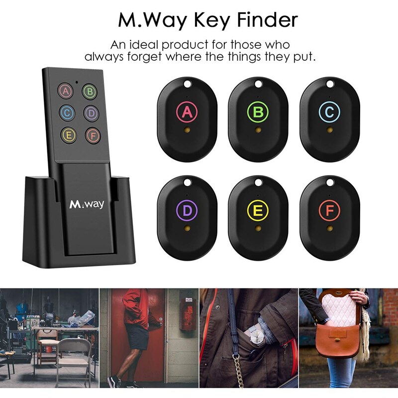 Key Finder Draadloze Rf Item Locator Key Tracker Anti-Verloren Alarm Sleutelhanger, 1 Rf Zender En 6 Ontvangers Voor Key Purse Huisdier