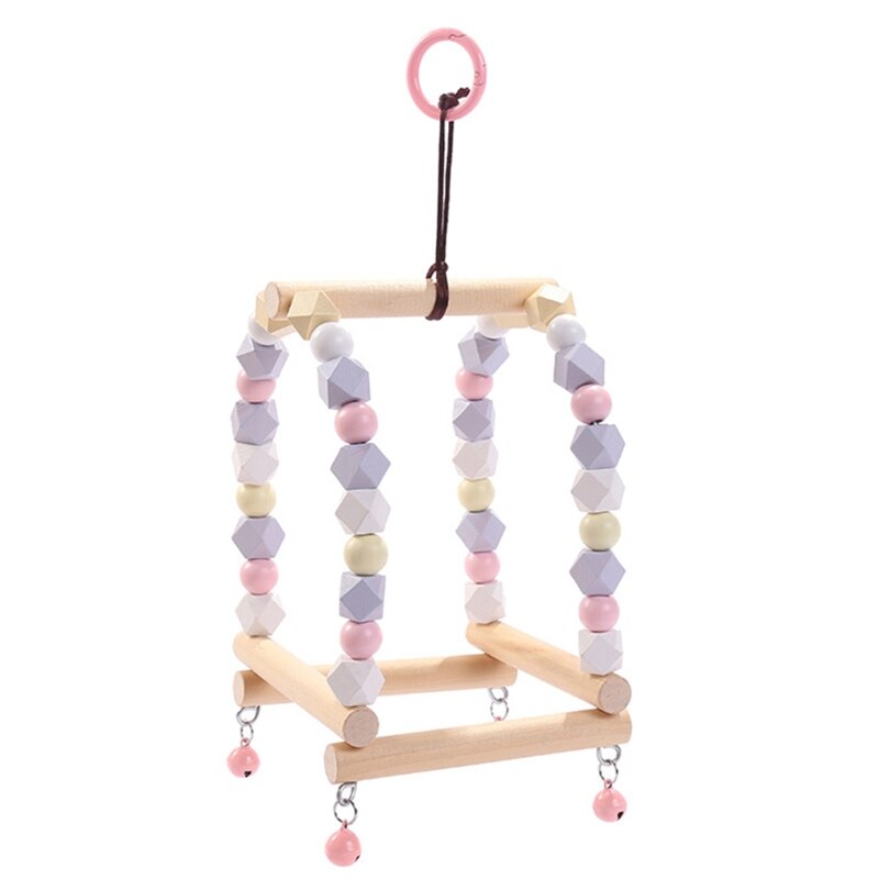 Vogel Speelgoed Schommel Papegaai Staande Baars Kooi Opknoping Chew Speelgoed Met Kleur Houten Kralen Bel Voor Budgie Parkiet Vink: 1