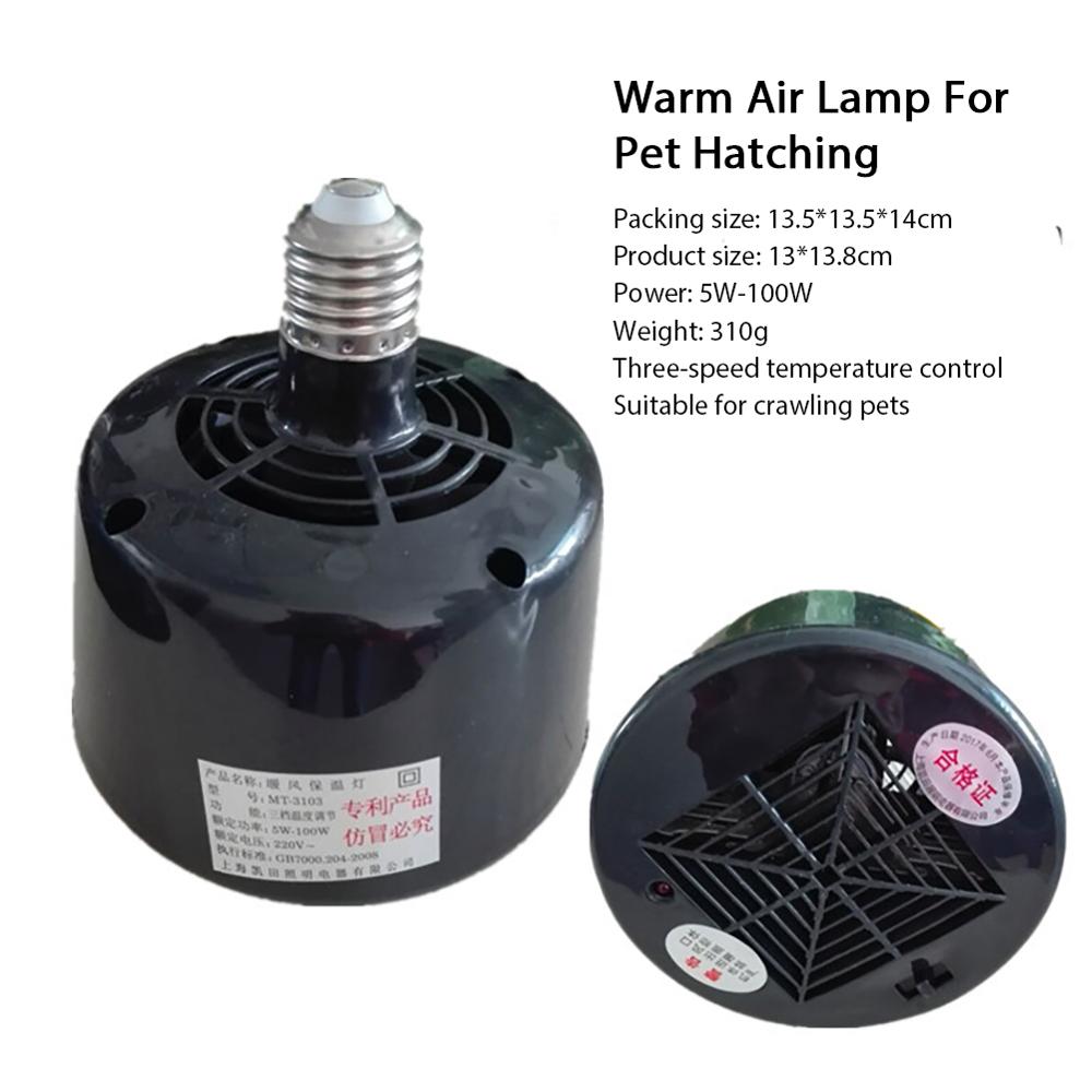 Pet Warmte Lamp met Warm Fan LED Verlichting Licht Reptile Heat Emitter Heater Lamp voor Huisdier Broedmachine Kippenhok hagedis Tur: Black