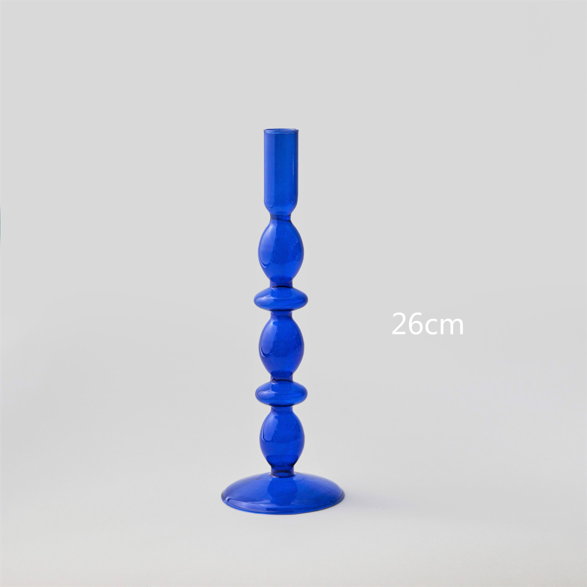 Blue Glass Candle Holder Candlesticks for Wedding Birthday Home Decoration Morden Decorative Glass: Blue TwoRing