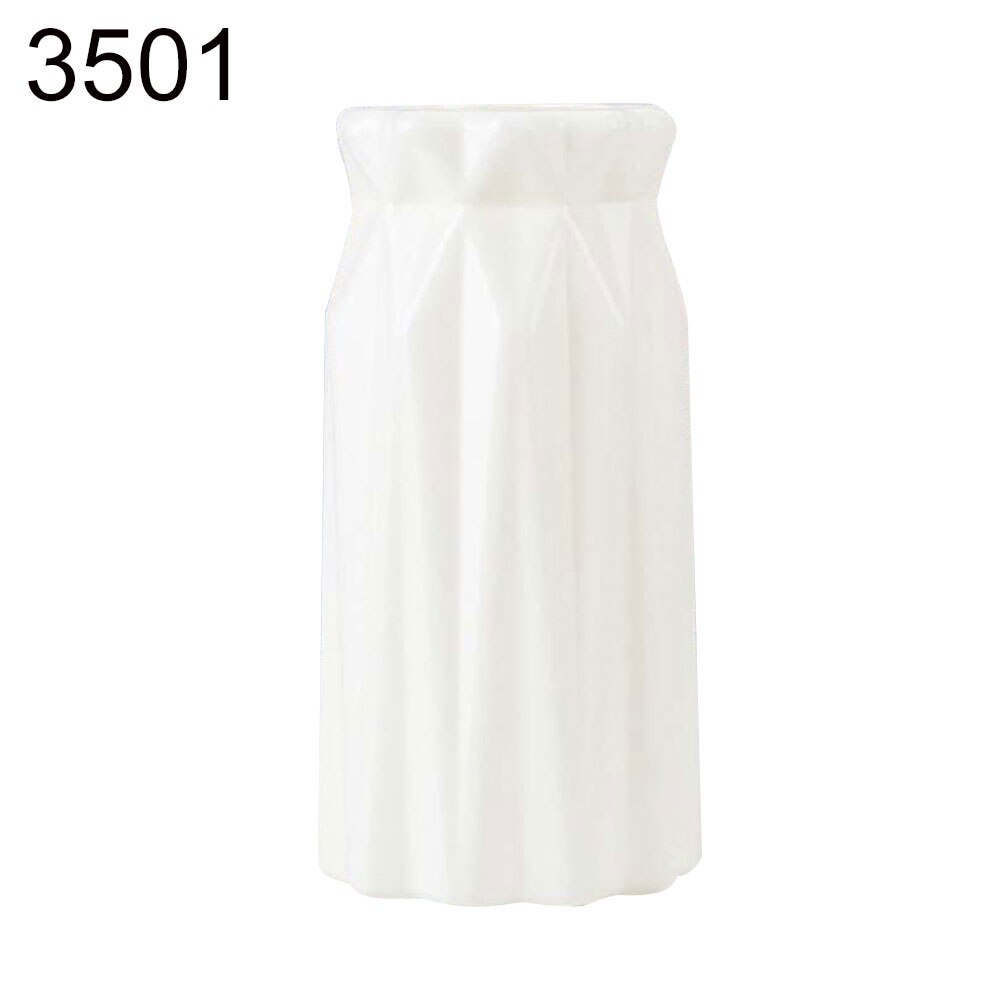 Origami plastic vaas scandinavische bloempotten decoratieve vazen onbreekbare bloempot bloemen vazen decoratie huisdecoratie: Melkwit 3501