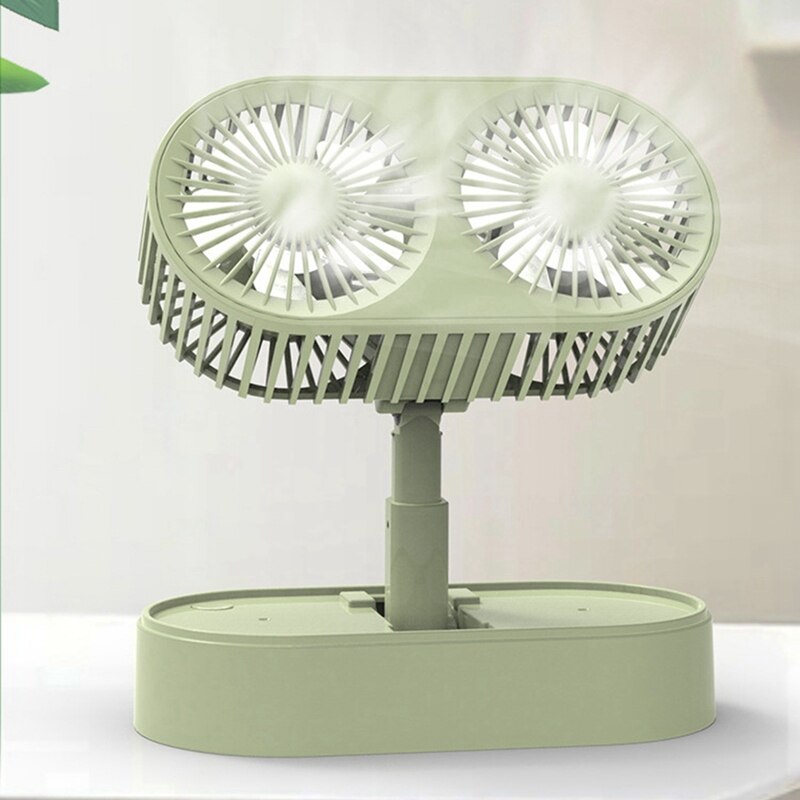 Dubbele Hoofd Mini Ventilator Draagbare Inklapbare Fan Usb Oplaadbare Batterij Operated Fan Voor Bureau Thuis Slaapkamer Kantoor