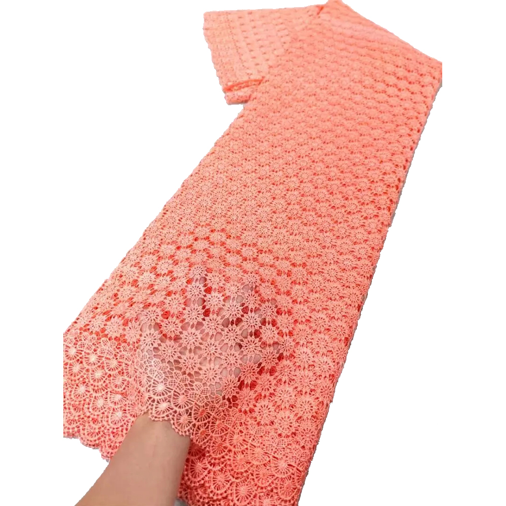 2025 Afrikaanse Nigeriaanse Wateroplosbare Damast Kant Stof Borduren Feestjurk Pailletten Katoen 5 yards: Antiek Messing