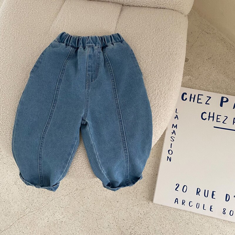 2022 Lente Zomer Kinderen Casual Broek Losse Kids Denim Broek Mode Jongens Jean Broek Baby Meisje Denim Harembroek kleding: light blue / 3T  100cm