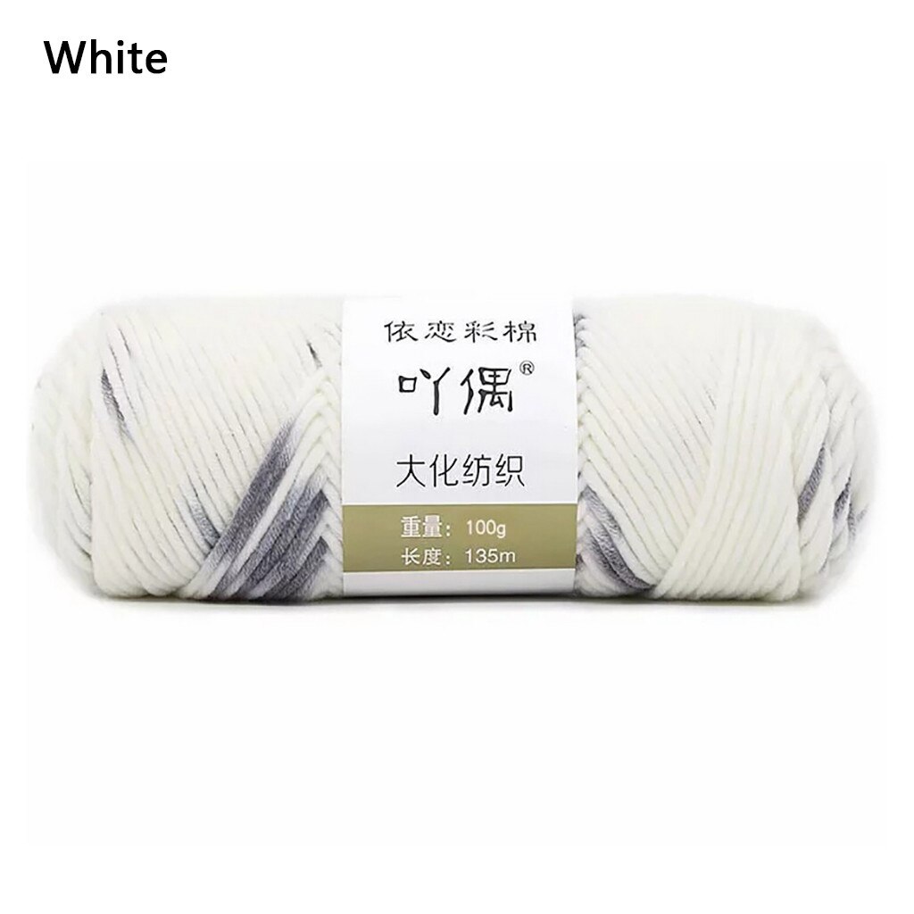 Hilo de algodón 100g para manualidades, hilo de algodón para manualidades, hilo de algodón cálido para tejer a mano, hilo de lana: White 