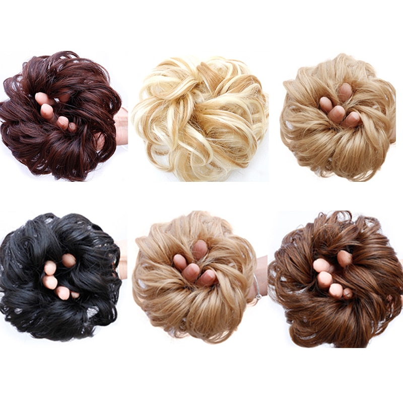 LUPU Messy Chignon Synthetic Hair Bun Curly Scrunchie Updo Hairpieces With Elastic Band Heat Resistant Hair Extensions For Women