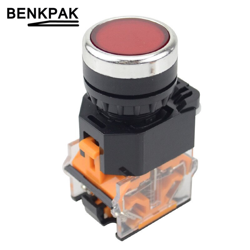 22mm self locking push button switch 1NO+1NC