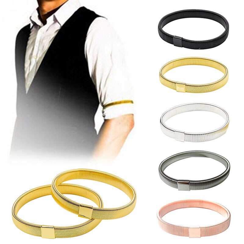1Pc Unisex Stretchy Metal Sleeve Garters Mens Elasticated Arm Band Shirt Sleeve Holder Bartender Sleeve Non-Slip Cuff