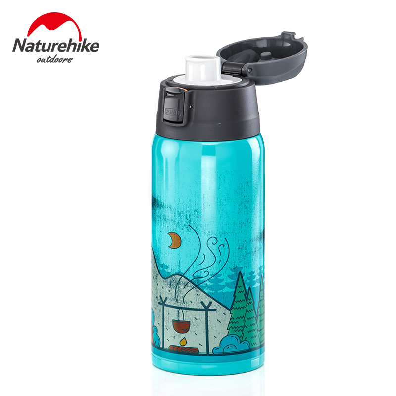Naturehike 600ml sport flaske udendørs rejse krus rustfrit stål kaffe termokopper kopper turisme camping bærbar kedel: Blå