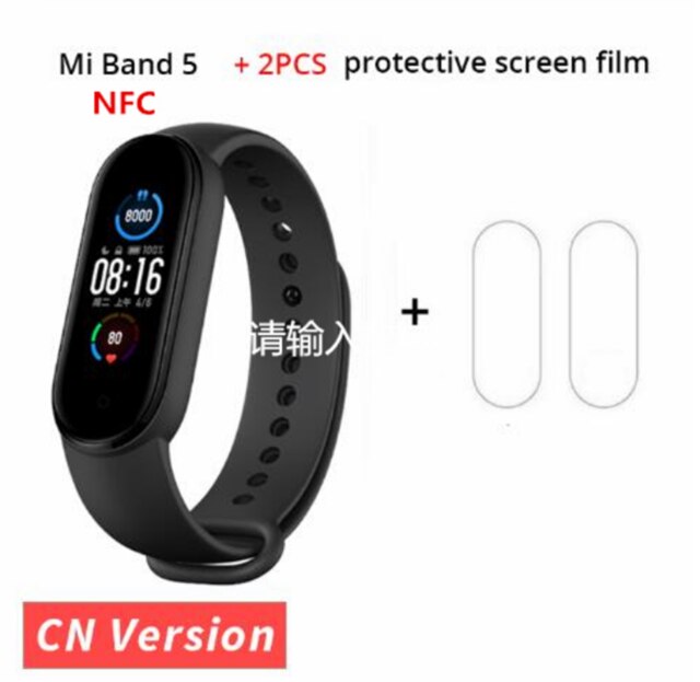 Xiaomi Mi Band 5 NFC Version Smart Bracelet AMOLED Screen Miband 5 Smartband Fitness Traker Bluetooth Heart Rate Smart Band: add film