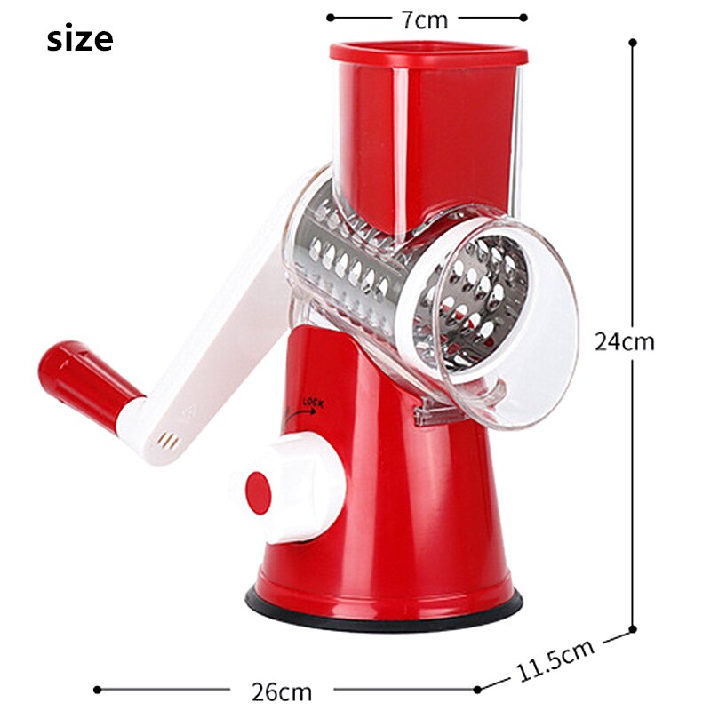 Handleiding Ronde Mandoline Groente Slicer Cutter Ui Aardappel Wortel Rasp Met 3 Chopper Messen Keuken Tafelblad Drum Gadgets