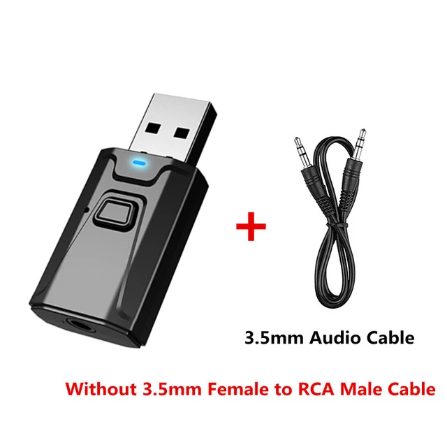 USB Bluetooth 5.0 Nadajnik Odbiornik Mikrofon 3 w 1 Adapter EDR Dongle 3,5 mm AUX do TV PC Słuchawki Domowe Stereo Samochodowe HIFI Audio: Czerwony