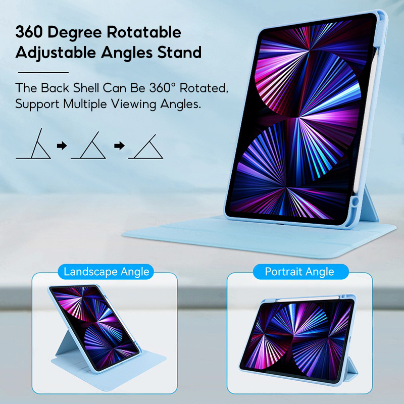 TBTIC 360° Rotation Case For iPad Air 4 5 10th 10.9 Pro 11 9th 8th 7th Gen 10.2In Mini 6 Cover Casing With Pencil Slot Holder