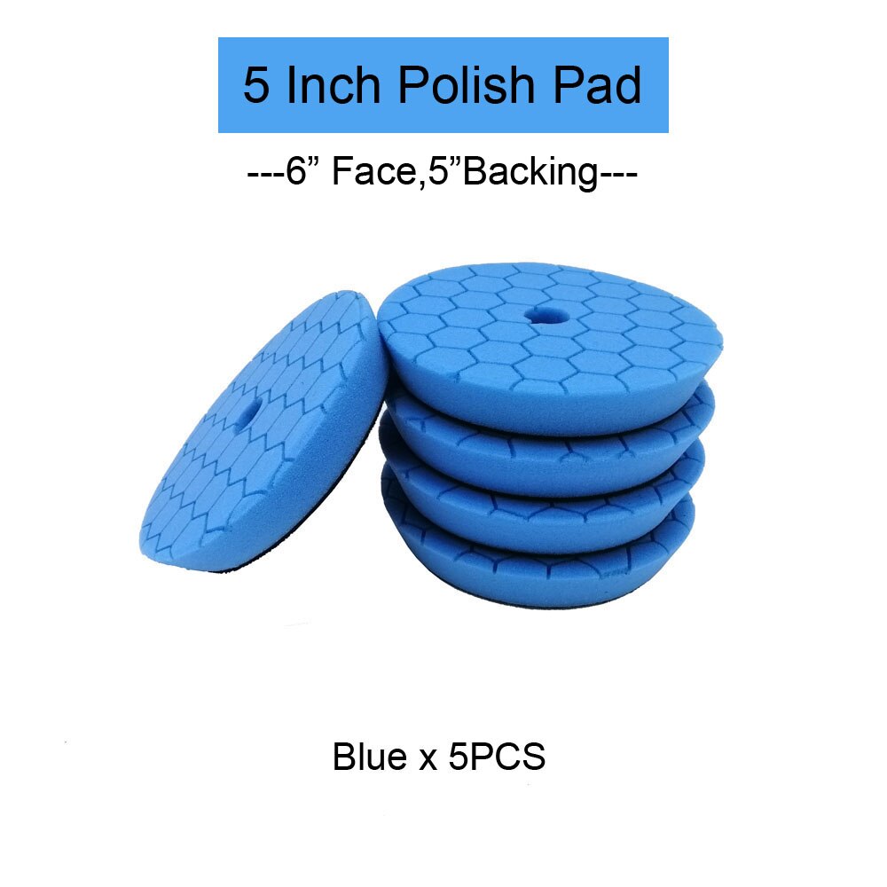 HUTU 3/5/6 Inch Sponge Polishing Pad Waxing Buffing Pads Kit Glossy Pad 125mm Car Headlights Polishing Disc For RO/DA Polishier: 5inch Blue x5pc