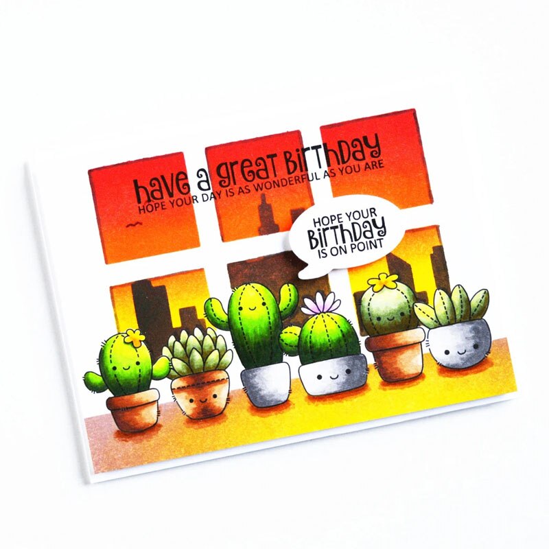 QWELL Cactus Plants Metal Cutting Dies And Clear Stamps Words Sentences DIY Scrapbooking Craft Paper Cards Making Template