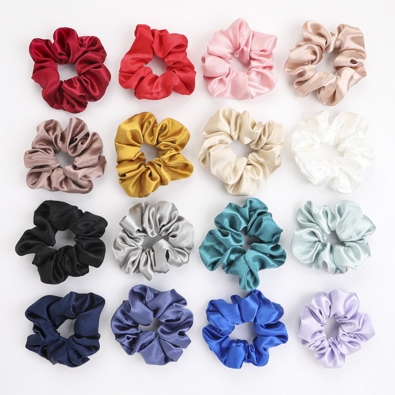 Scrunchies de satén de Color sólido de Corea para mujeres, coletero saten pelo mujer gomas de pelo saten negro y rojo coleteros de seda satin scrunchies cuerda para el cabello, tocado