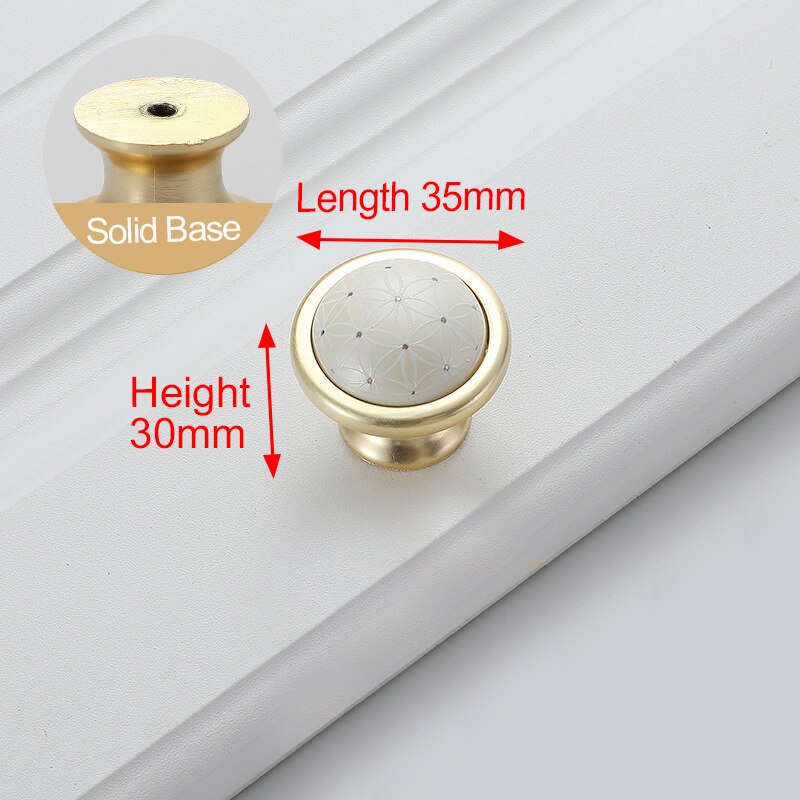 Creamic Gold and White Cabinet Handles Knobs Zinc Alloy Drawer Pulls Kitchen Door Handles Furniture Handle Door Hardware: Single hole