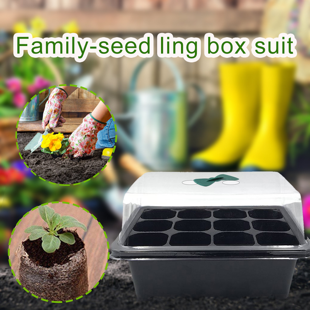 12 agujero semillas de plantas crece caja de vivero de plántulas de jardín bandeja balcón plantación crecimiento caja vivero macetas decoración para el hogar