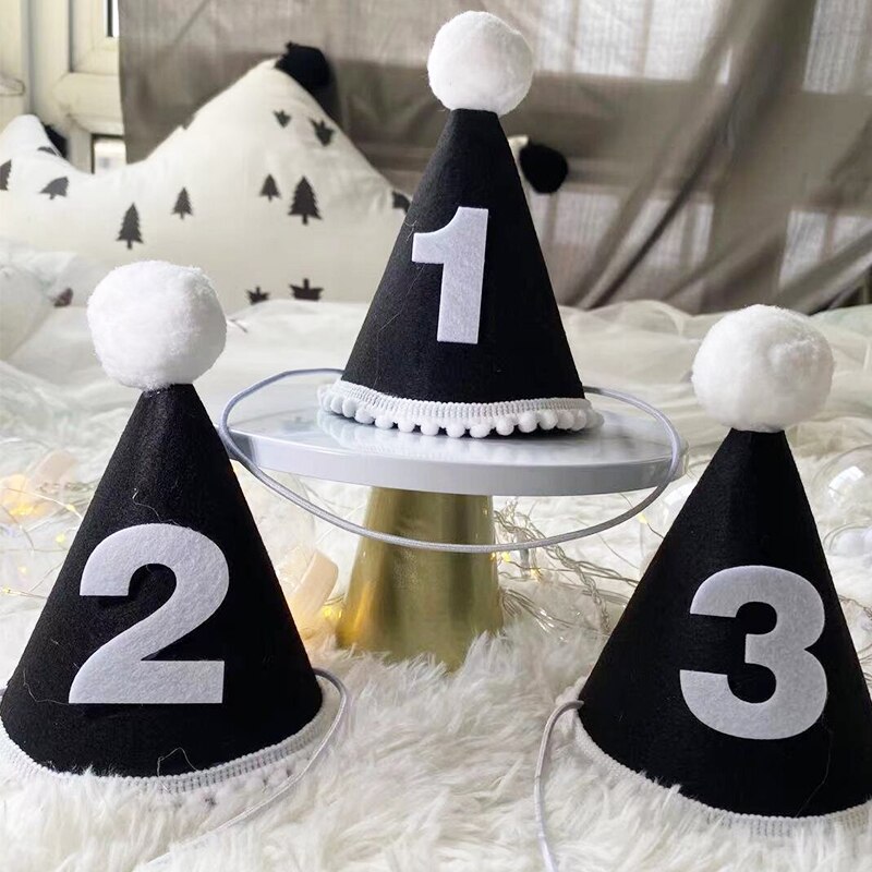 Chapeau couronne d'anniversaire pour enfants, coiffe princesse Prince, décoration de fête prénatale, fournitures pour fête d'anniversaire, 1/2/3 ans