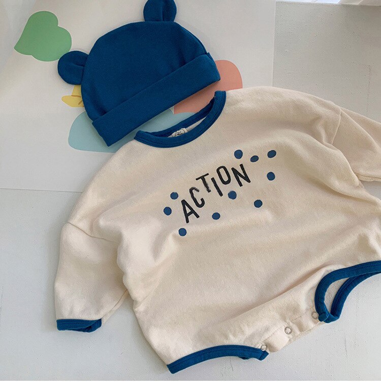 3491 freundlicher Kleidung Jungen Und Mädchen Baseball Uniform Schlingpflanze Anzug Baby freundlicher Weiche Strampler mit Hütte 66-90cm