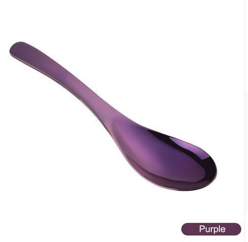 Hoch 304 Edelstahl Löffel 3 Größe Große Gold Reis Suppe Löffel freundlicher Eis Nachtisch Löffel Küche Abendessen geschirr: Violett / L 4.3 x17(cm)