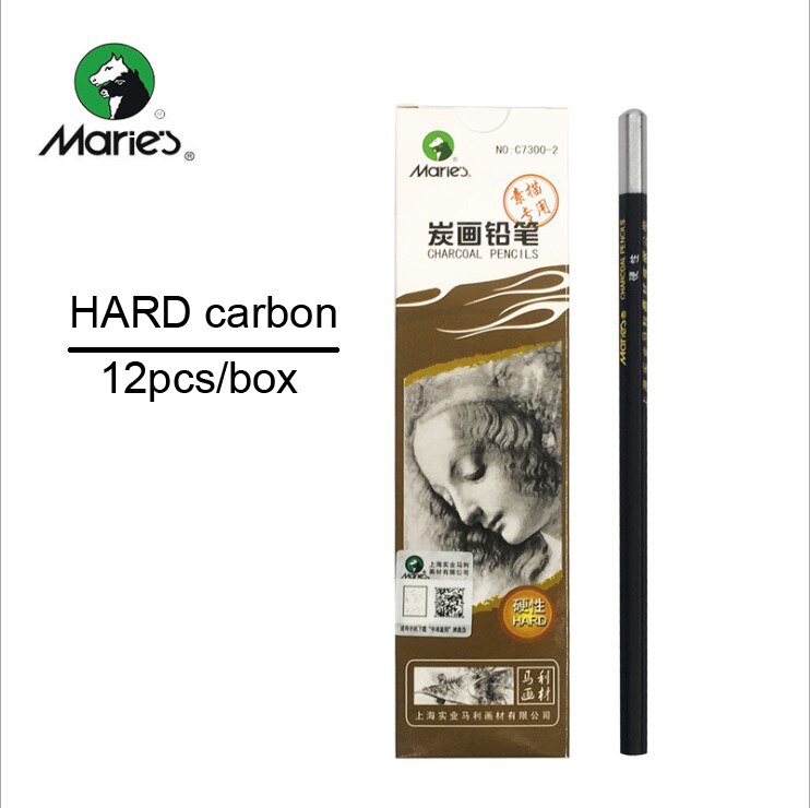 Marie Pencil Charcoal Only for Art Drawing Tools Set Beginner Sketch Artist 2H,HB,B,2B,3B, 4b, 5B,6B,7B,8B: hard