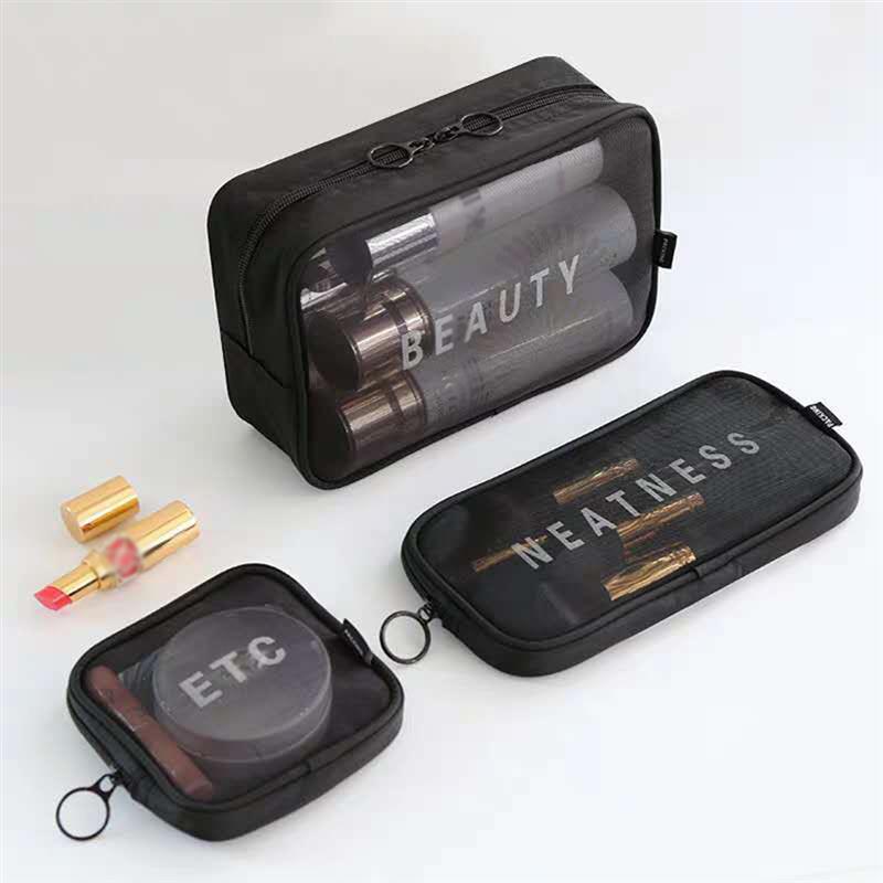 Bolsa con malla para cosméticos de maquillaje bolsa Portátil Bolsa de aseo de viaje organizador de almacenamiento de la bolsa, neceser, limpieza y belleza bolsa