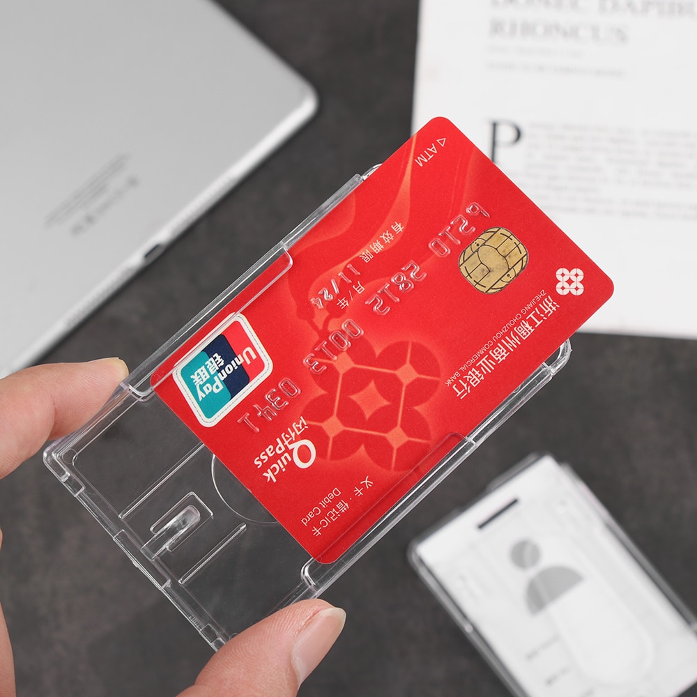 Hard Plastic Double-sided Card Holders Multi-use Card Sleeve Badge Protector Cover Durable Two-sided ID Business Case