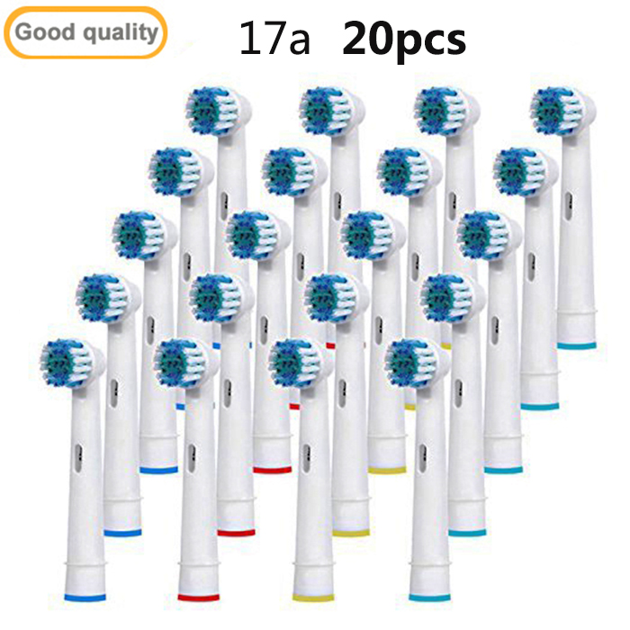 20Pcs Opzetborstel Voor Oral B Tandenborstel Vervanging Elektrische Borstel Floss Reinigen, Precisie Reiniging 3D Whitening,: Black