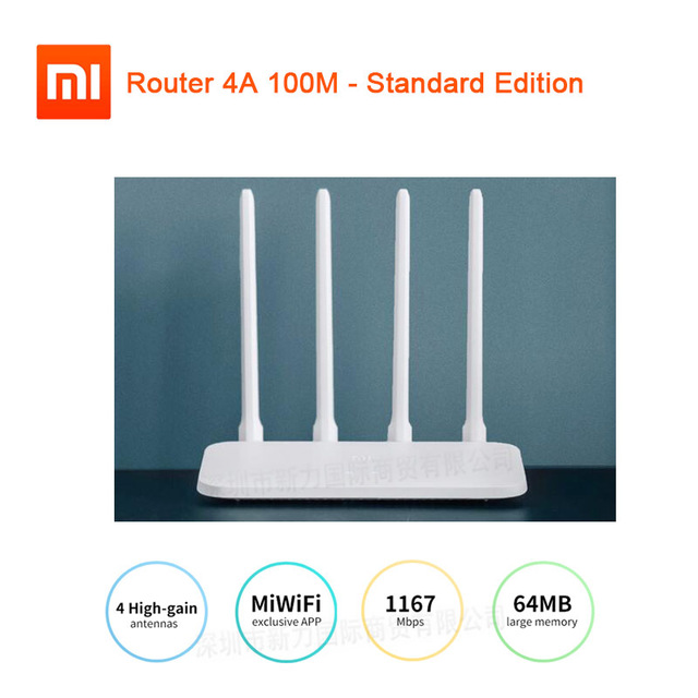 Xiaomi – routeur 4A édition Gigabit, 1000M 100M 5GHz 2.4GHz WiFi ROM 16MB DDR3 64MB 128MB, 4 antennes à Gain élevé, télécommande avec application Mi: origianl us plug / 100M