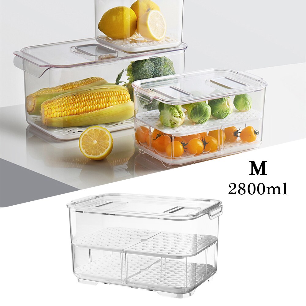 Food Storage Box Refrigerator Special Storage Kitchen Plastic Box Fridge Storage Container Kitchen Vegetable Fruit Fresh Box: M