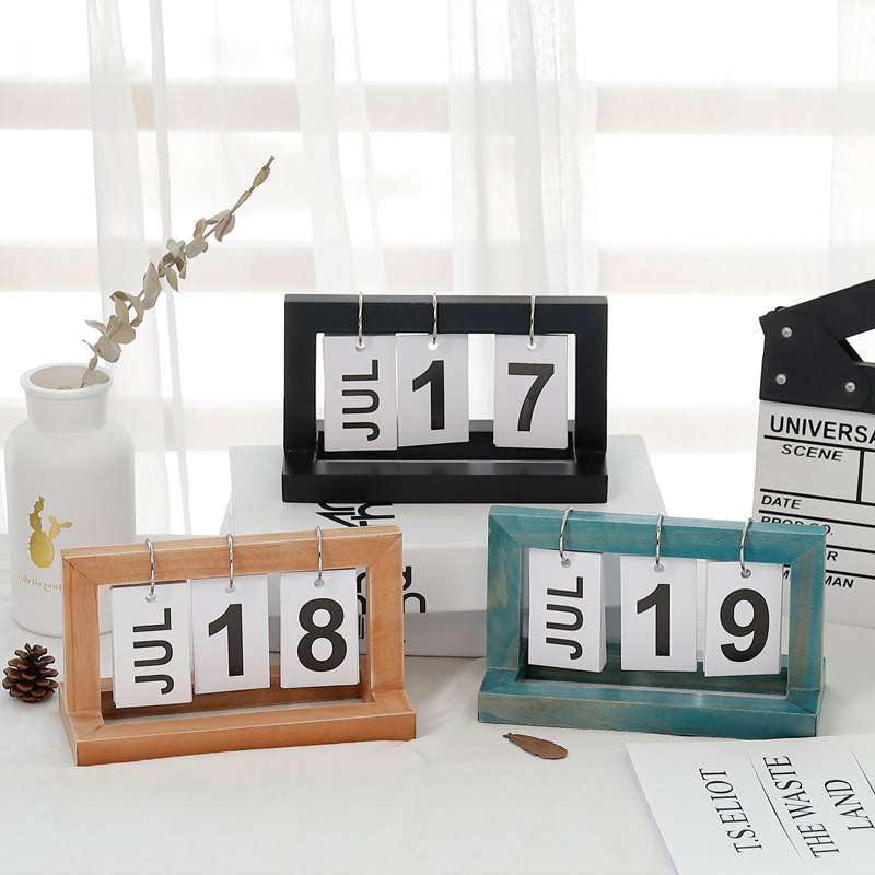 Creatieve En Eenvoudige Houten Ins Turn Pagina Kalender Bureau Bureau Top Kantoor Decoratie Nordic Kleine Ornament Studie Inrichting