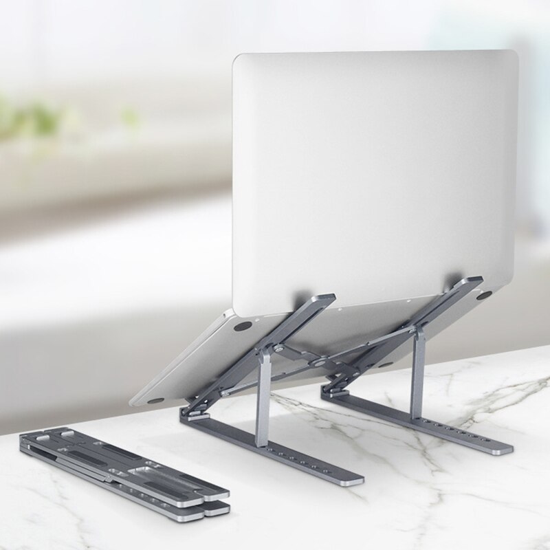 Portable Adjustable Laptop Holder Foldable Notebook Stand Holder Lifting Cooling Bracket Non-slip Pad for Laptop under: A