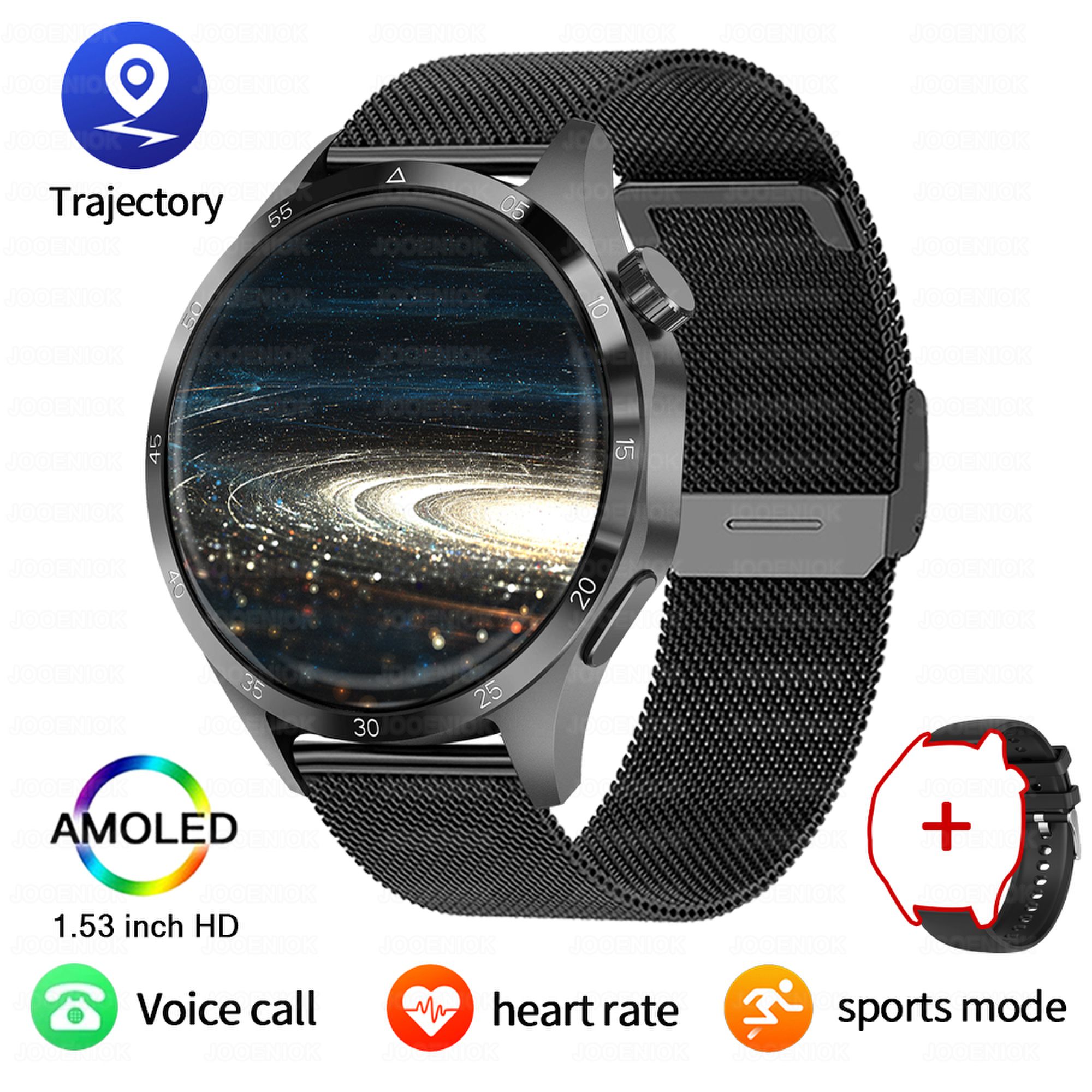 Orologio intelligente militare da uomo regalo display AMOLED messaggio push cardiofrequenzimetro salute sport all'aria aperta impermeabile chiamata BT Smartwatch: Rosso