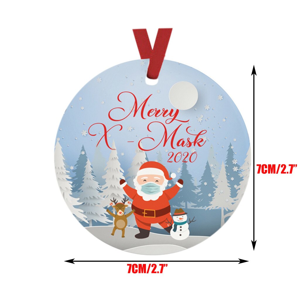 Ciondolo albero di natale Haning blocchi di legno giocattoli babbo natale indossando ornamenti maschera 2020 male ma decorazione natalizia Oc6